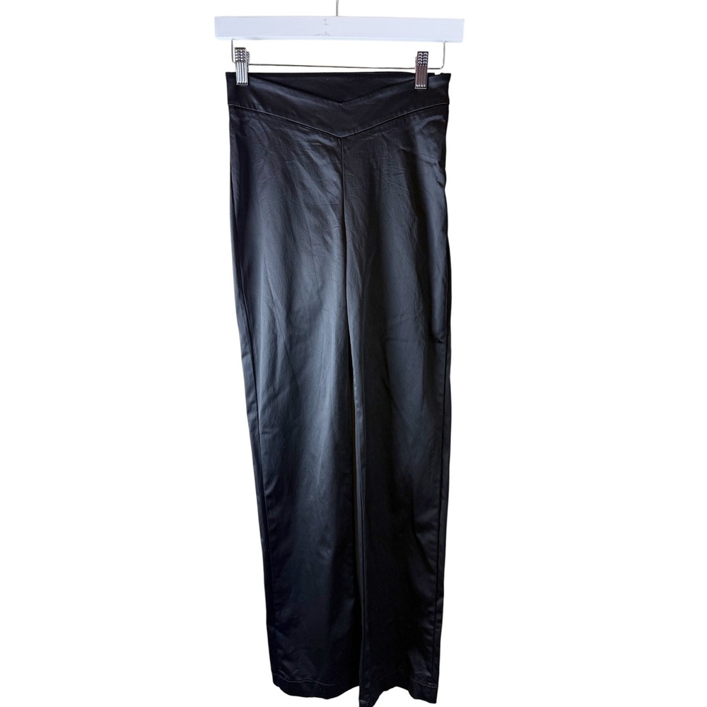 Peachy Den Black V-Waist Straight Leg Trousers High Rise Made in London Small
